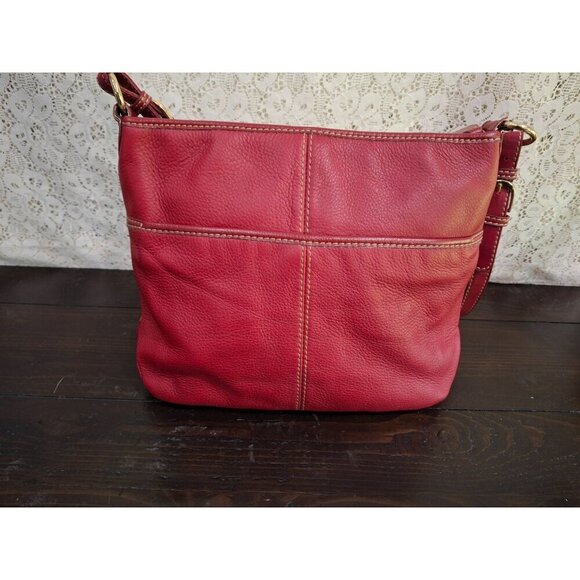 The Sak Red Leather Shoulder Purse With Adjustable Strap/Pre-Owned In Very Good - Picture 6 of 13
